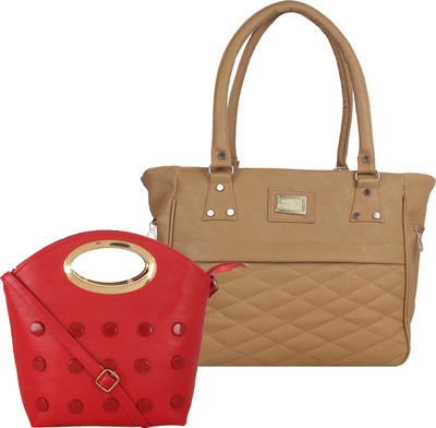 

Fillincart Hand-held Bag(Red, Brown), Brown;red