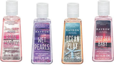

Rayron Combo Set of Hand Sanitizer Set of 4-30ml Rain Candy30ml + Wet Pearls30ml + Ocean Play30ml + Deep Sea Baby30ml(120 ml, Bottle, Pack of 4)