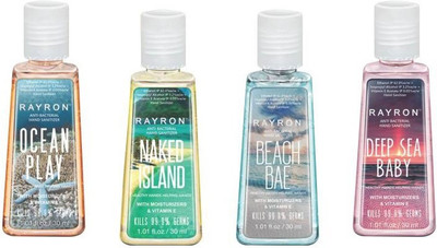 

Rayron Combo Set of Hand Sanitizer Set of 4 (Ocean Play30ml + Naked Island30ml + Beach Bae30ml + Deep Sea Baby30ml)(120 ml, Bottle, Pack of 4)