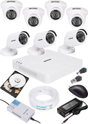 HIKVISION HIKVISION 1MP HD 8 CHANNAL DVR DS-7A08HGHI-F1/N OR DS-7A08HGHI-F1/ECO & 4Pcs DOME 720p DS-2CE5ACOT-IRP OR DS-2CE5ACOT-IRP/ECO CAMERA AND 3Pcs BULLET 720p DS-2CE1ACOT-IRP OR DS-2CE1ACOT-IRP/ECO Camera 90 METAR CABLE 1TB SATA HDD COMBO KIT Security Camera(1 TB, 8 Channel)
