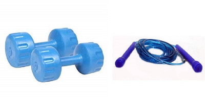 

FACTO POWER Blue Color 4 Kg. Vinyl Plastic Dumbell and Blue Color Pencil Handle Skipping Rope Gym & Fitness Kit