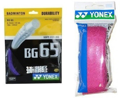 

Yonex Combo of Two- One 'Bg -65' Badminton String + One 'Towel' Badminton grip (Color On Availability)- Badminton Kit