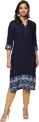 Billion Rang�Nitya Printed Women Straight Kurta(Dark Blue)