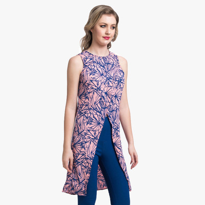 

Uptownie Lite Casual Self Design Women's Kurti(Pink