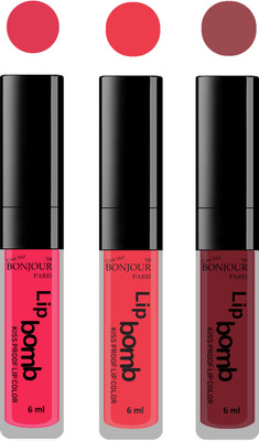 

Bonjour Paris Long lasting velvet matte lipstick(Hot pink, irresistble pink, wild blush, 18 ml)