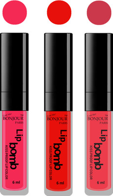 

Bonjour Paris Long lasting velvet matte lipstick(Hot pink, bunt amber, irresistble pink, 18 g)