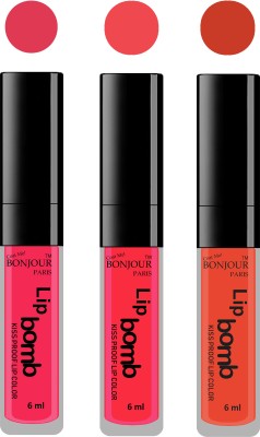 BONJOUR PARIS Long lasting velvet matte lipstick(Hot pink, peach, brick orange, 18 ml)