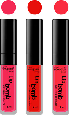 

Bonjour Paris Long lasting velvet matte lipstick(Hot pink, bunt amber, peach, 18 g)