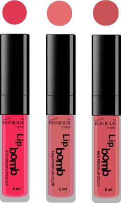 

Bonjour Paris Long lasting velvet matte lipstick(Hot pink, nude, nude, 18 ml)