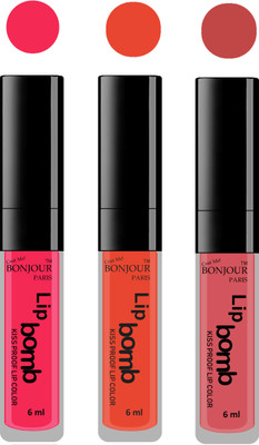 

Bonjour Paris Long lasting velvet matte lipstick(Hot pink, brick orange, wild blush, 18 g)