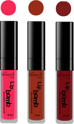 

Bonjour Paris Long lasting velvet matte lipstick(Hot pink, tan, brown, 18 g)