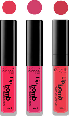 

Bonjour Paris Long lasting velvet matte lipstick(Hot pink, pink, irresistble pink, 18 ml)