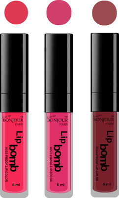 

Bonjour Paris Long lasting velvet matte lipstick(Hot pink, pink, wild blush, 18 ml)