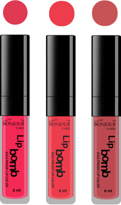 

Bonjour Paris Long lasting velvet matte lipstick(Hot pink, irresistble pink, nude, 18 ml)