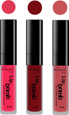 

Bonjour Paris Long lasting velvet matte lipstick(Hot pink, brown, nude, 18 ml)