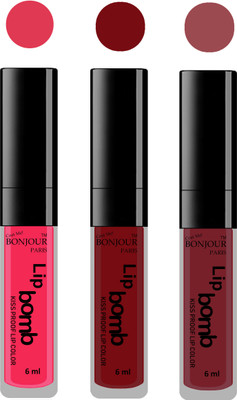

Bonjour Paris Long lasting velvet matte lipstick(Hot pink, brown, wild blush, 18 ml)