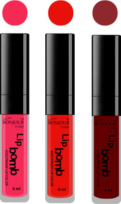 

Bonjour Paris Long lasting velvet matte lipstick(Hot pink, bunt amber, mauve, 18 g)