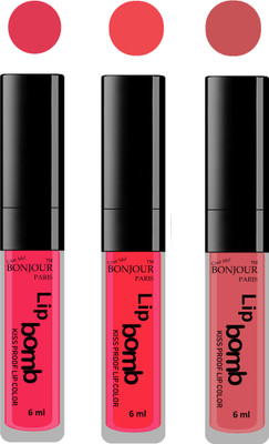 

Bonjour Paris Long lasting velvet matte lipstick(Hot pink, peach, nude, 18 ml)