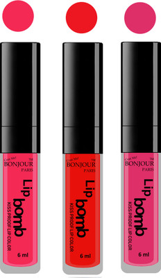 

Bonjour Paris Long lasting velvet matte lipstick(Hot pink, bunt amber, pink)