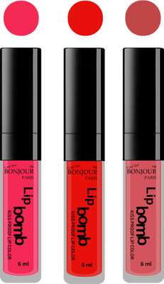 

Bonjour Paris Long lasting velvet matte lipstick(Hot pink, bunt amber, wild blush, 18 g)