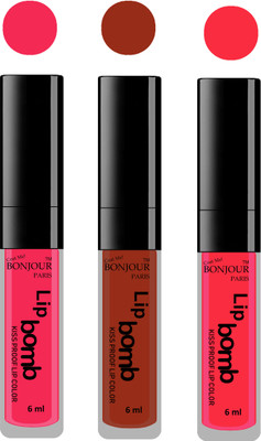 

Bonjour Paris Long lasting velvet matte lipstick(Hot pink, tan, peach, 18 g)