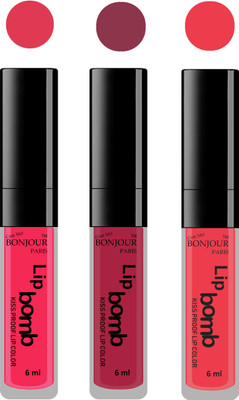

Bonjour Paris Long lasting velvet matte lipstick(Hot pink, wine, irresistble pink, 18 ml)