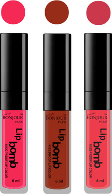 

Bonjour Paris Long lasting velvet matte lipstick(Hot pink, tan, irresistble pink)