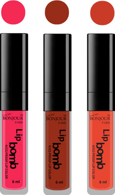 

Bonjour Paris Long lasting velvet matte lipstick(Hot pink, tan, brick orange, 18 g)