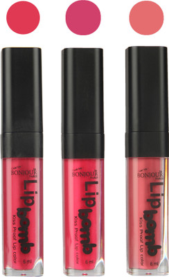 

Bonjour Paris Long lasting velvet matte lipstick(Hot pink, pink, nude, 18 ml)