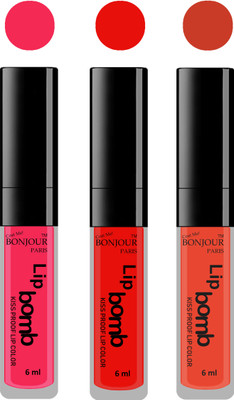 

Bonjour Paris Long lasting velvet matte lipstick(Hot pink, bunt amber, brick orange, 18 g)
