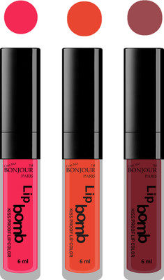 

Bonjour Paris Long lasting velvet matte lipstick(Hot pink, brick orange, wild blush, 18 ml)