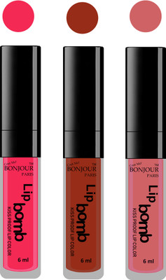 

Bonjour Paris Long lasting velvet matte lipstick(Hot pink, tan, nude, 18 g)