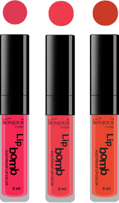 

Bonjour Paris Long lasting velvet matte lipstick(Hot pink, irresistble pink, brick orange, 18 ml)