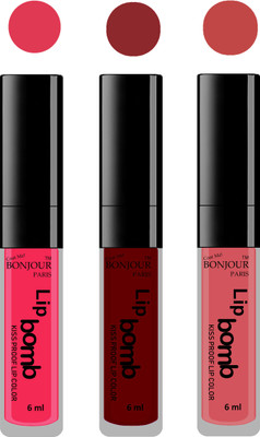 

Bonjour Paris Long lasting velvet matte lipstick(Hot pink, mauve, wild blush, 18 ml)