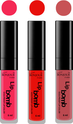 

Bonjour Paris Long lasting velvet matte lipstick(Hot pink, bunt amber, nude, 18 g)