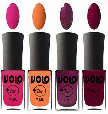 

Volo Ultra Lasting HD Shine Awesome Nail Polish Combo Magnta, Peach, Wine, Wine Maroon(Pack of 4)