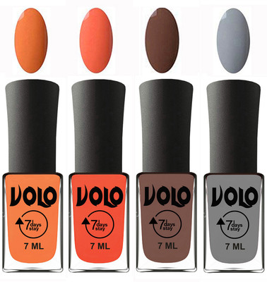 

Volo Ultra Lasting HD Shine Awesome Nail Polish Combo Peach, Neon Orange, Brown, Light Grey(Pack of 4)