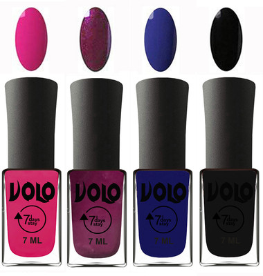 

Volo Ultra Lasting HD Shine Awesome Nail Polish Combo Magnta, Wine, Navy Blue, Black(Pack of 4)