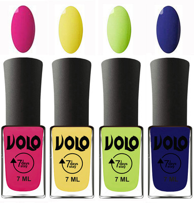 

Volo Ultra Lasting HD Shine Awesome Nail Polish Combo Magnta, Yellow, Parrot Green, Navy Blue(Pack of 4)