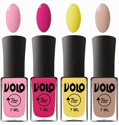 

Volo Ultra Lasting HD Shine Awesome Nail Polish Combo Light Pink, Magnta, Yellow, Light Nude(Pack of 4)