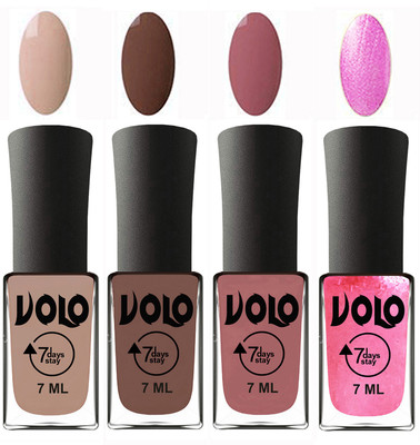 

Volo Ultra Lasting HD Shine Awesome Nail Polish Combo Light Nude, Brown, Chocolate Peach, Metallic Pink(Pack of 4)