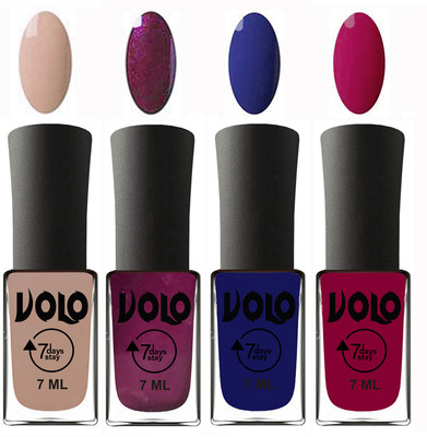 

Volo Ultra Lasting HD Shine Awesome Nail Polish Combo Light Nude, Wine, Navy Blue, Magnta(Pack of 4)
