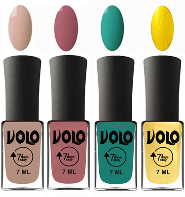 

Volo Ultra Lasting HD Shine Awesome Nail Polish Combo Light Nude, Chocolate Peach, Radium Green, Metallic Light Golden(Pack of 4)
