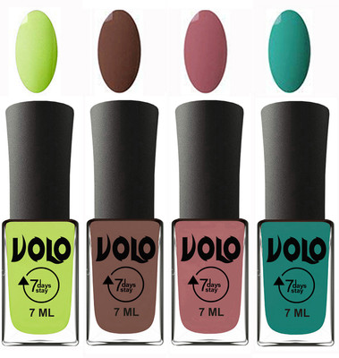 

Volo Ultra Lasting HD Shine Awesome Nail Polish Combo Parrot Green, Brown, Chocolate Peach, Radium Green(Pack of 4)