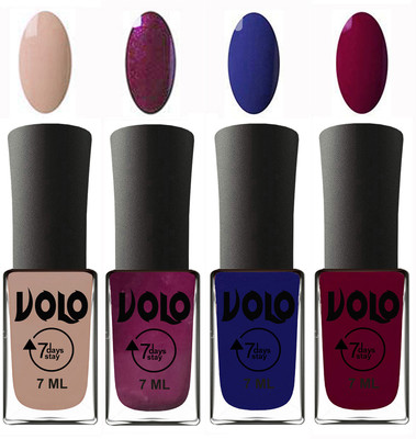 

Volo Ultra Lasting HD Shine Awesome Nail Polish Combo Light Nude, Wine, Navy Blue, Wine Maroon(Pack of 4)