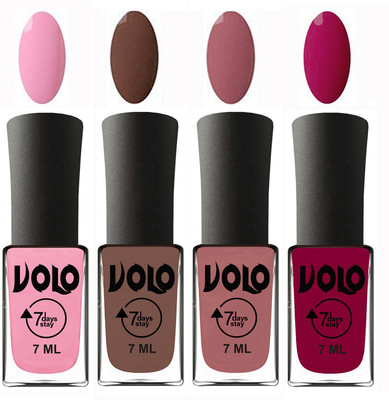 

Volo Ultra Lasting HD Shine Awesome Nail Polish Combo Light Pink, Brown, Chocolate Peach, Magnta(Pack of 4)