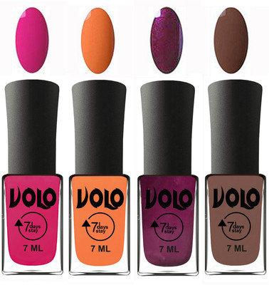 

Volo Ultra Lasting HD Shine Awesome Nail Polish Combo Magnta, Peach, Wine, Brown(Pack of 4)