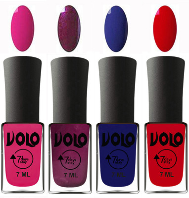

Volo Ultra Lasting HD Shine Awesome Nail Polish Combo Magnta, Wine, Navy Blue, Blood Red(Pack of 4)
