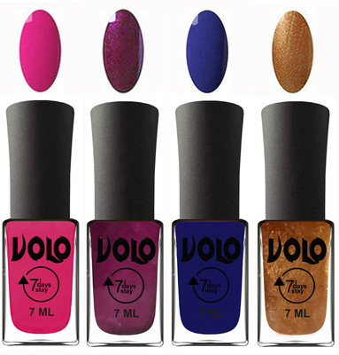 

Volo Ultra Lasting HD Shine Awesome Nail Polish Combo Magnta, Wine, Navy Blue, Metallic Dark Golden(Pack of 4)