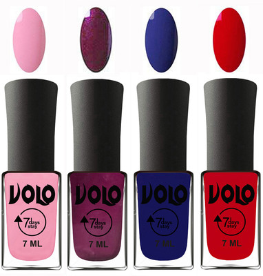 

Volo Ultra Lasting HD Shine Awesome Nail Polish Combo Light Pink, Wine, Navy Blue, Blood Red(Pack of 4)